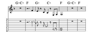 Steel guitar tab II7-V7-I Vamp 63 Key of F