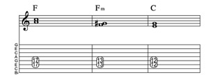 Steel guitar tab IV-IVm-I_3-measure Lick 93 Key of C