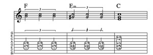 Steel guitar tab IV-IVm-I_3-measure Lick 94 Key of C