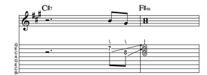 Steel guitar tab III7-VIm Lick 1488 Key of A