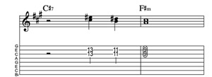 Steel guitar tab III7-VIm Lick 1489 Key of A