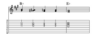 Steel guitar tab II7-V7 Lick 1497 Key of A